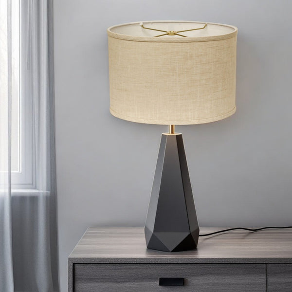 HomeRoots Light Yellow Linen Oval Lamp Shade - Mid-Century Modern Design for Cozy, Inviting Home Illumination 470208