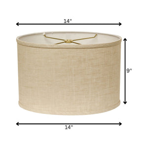 HomeRoots Light Yellow Linen Oval Lamp Shade - Mid-Century Modern Design for Cozy, Inviting Home Illumination 470208