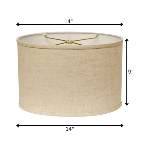 HomeRoots Light Yellow Linen Oval Lamp Shade - Mid-Century Modern Design for Cozy, Inviting Home Illumination 470208