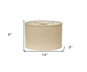 Homeroots 14" Light Wheat Throwback Oval Linen Lampshade  Linen 470208