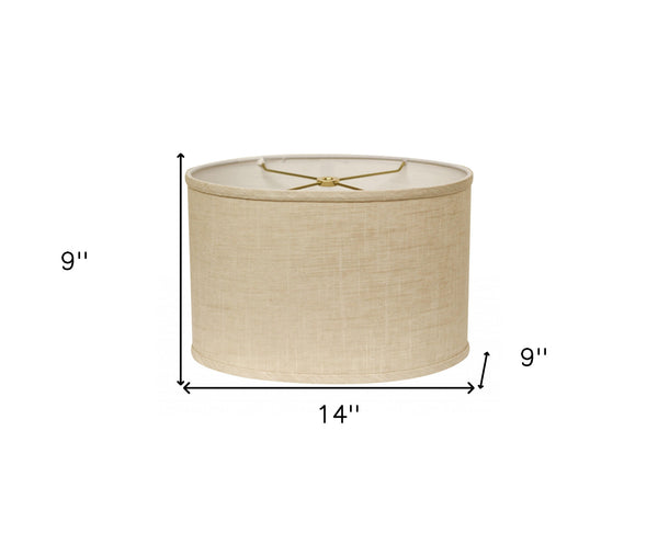Homeroots 14" Light Wheat Throwback Oval Linen Lampshade  Linen 470208
