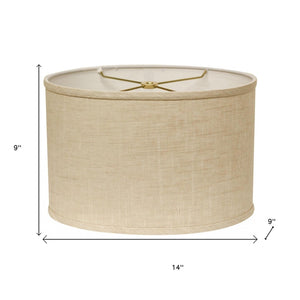 HomeRoots Light Yellow Linen Oval Lamp Shade - Mid-Century Modern Design for Cozy, Inviting Home Illumination 470208