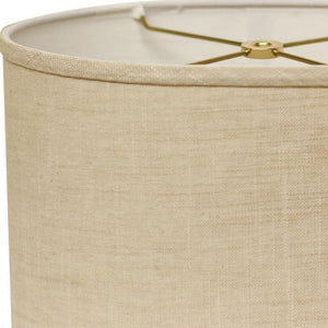 HomeRoots Light Yellow Linen Oval Lamp Shade - Mid-Century Modern Design for Cozy, Inviting Home Illumination 470208