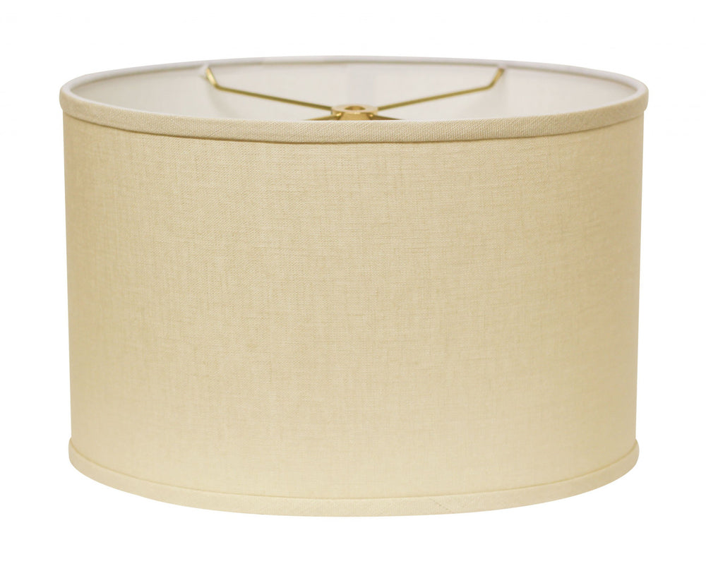Homeroots 14" Parchment Biege Throwback Oval Linen Lampshade Beige Linen 470209