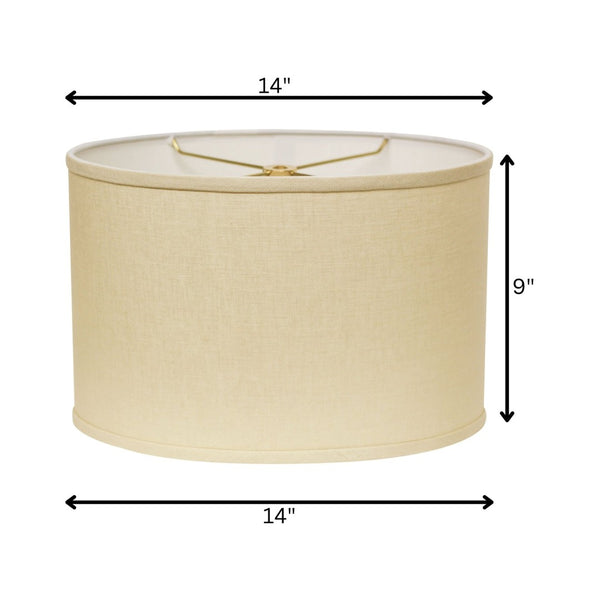 HomeRoots Beige Linen Oval Lamp Shade - Mid-Century Inspired Design for Cozy Glow in Any Room Decor Beige 470209
