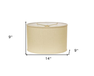 Homeroots 14" Parchment Biege Throwback Oval Linen Lampshade Beige Linen 470209
