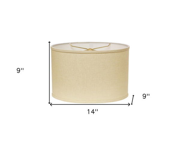 Homeroots 14" Parchment Biege Throwback Oval Linen Lampshade Beige Linen 470209