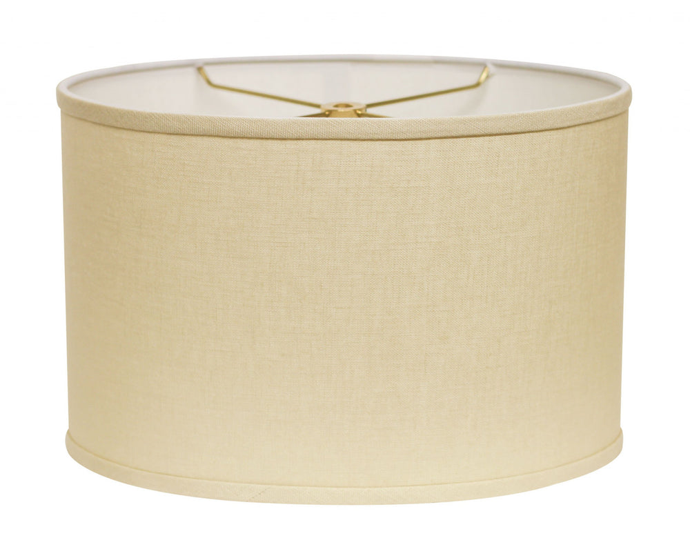 Homeroots 14" Parchment Biege Throwback Oval Linen Lampshade Beige Linen 470209
