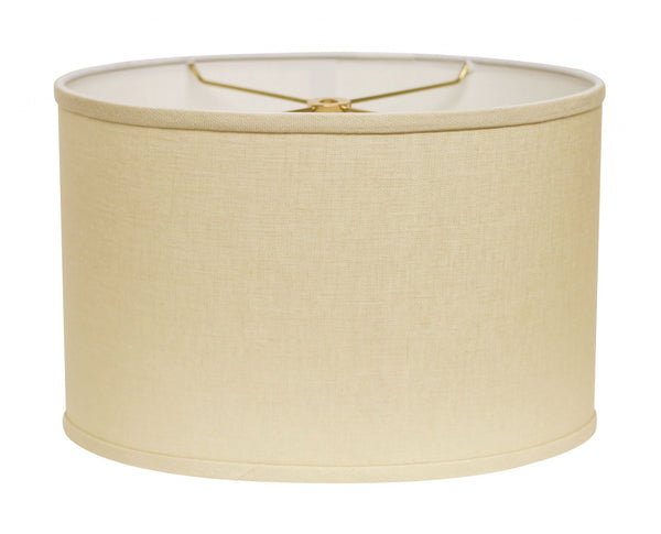 Homeroots 14" Parchment Biege Throwback Oval Linen Lampshade Beige Linen 470209