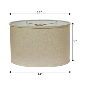 HomeRoots Beige Linen Oval Lamp Shade - Mid-Century Inspired Design for Cozy Glow in Any Room Decor Heather 470210
