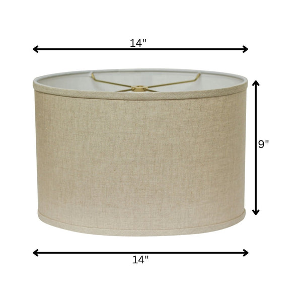 HomeRoots Beige Linen Oval Lamp Shade - Mid-Century Inspired Design for Cozy Glow in Any Room Decor Heather 470210