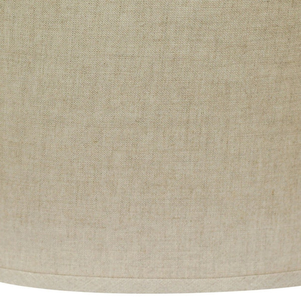 HomeRoots Beige Linen Oval Lamp Shade - Mid-Century Inspired Design for Cozy Glow in Any Room Decor Heather 470210