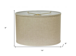 Homeroots 14" Dark Wheat Throwback Oval Linen Lampshade Heather Linen 470210