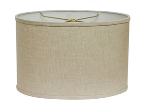 Homeroots 14" Dark Wheat Throwback Oval Linen Lampshade Heather Linen 470210