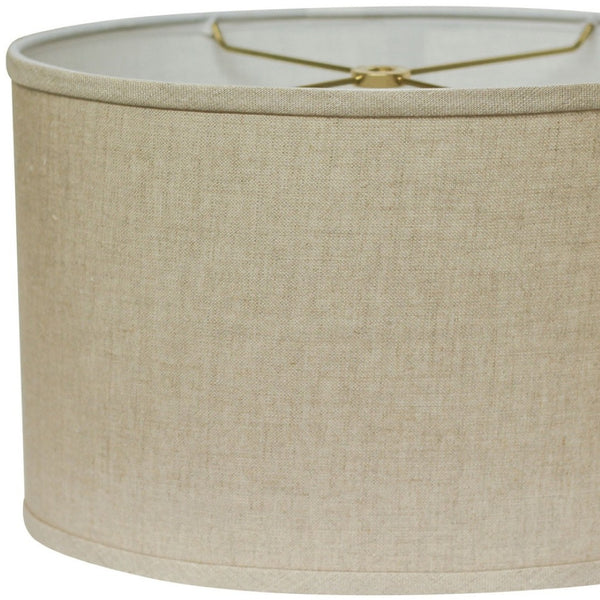 HomeRoots Beige Linen Oval Lamp Shade - Mid-Century Inspired Design for Cozy Glow in Any Room Decor Heather 470210