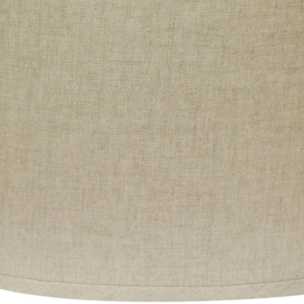 HomeRoots Beige Linen Oval Lamp Shade - Mid-Century Inspired Design for Cozy Glow in Any Room Decor Heather 470210
