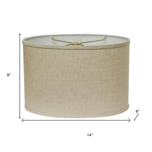 HomeRoots Beige Linen Oval Lamp Shade - Mid-Century Inspired Design for Cozy Glow in Any Room Decor Heather 470210