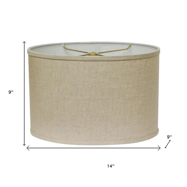 HomeRoots Beige Linen Oval Lamp Shade - Mid-Century Inspired Design for Cozy Glow in Any Room Decor Heather 470210