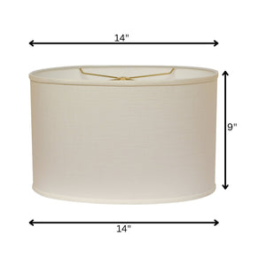 HomeRoots White Oval Linen Lamp Shade - Mid-Century Modern Design for Soft, Inviting Illumination in Any Space 470211