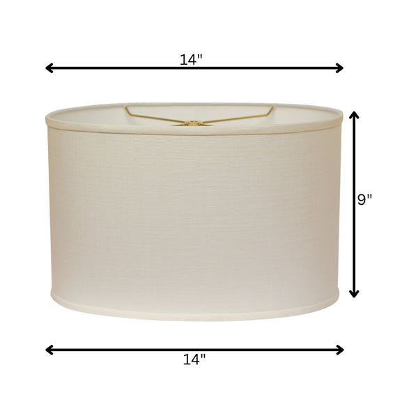 HomeRoots White Oval Linen Lamp Shade - Mid-Century Modern Design for Soft, Inviting Illumination in Any Space 470211