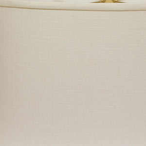 HomeRoots White Oval Linen Lamp Shade - Mid-Century Modern Design for Soft, Inviting Illumination in Any Space 470211