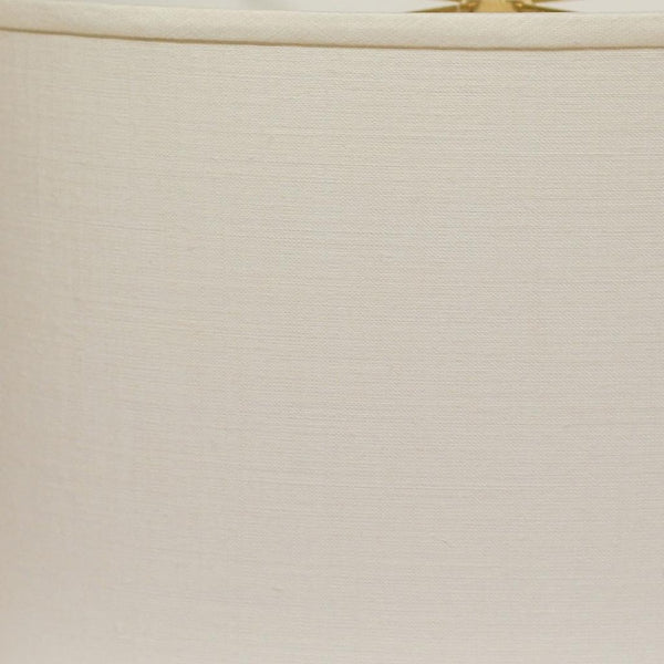 HomeRoots White Oval Linen Lamp Shade - Mid-Century Modern Design for Soft, Inviting Illumination in Any Space 470211