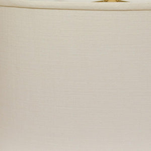 HomeRoots White Oval Linen Lamp Shade - Mid-Century Modern Design for Soft, Inviting Illumination in Any Space 470211