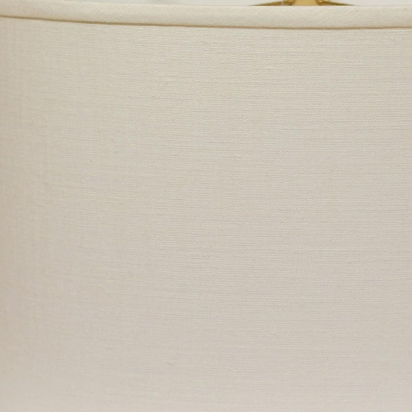 HomeRoots White Oval Linen Lamp Shade - Mid-Century Modern Design for Soft, Inviting Illumination in Any Space 470211