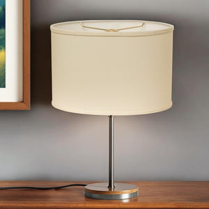 HomeRoots Ivory Oval Lamp Shade - Mid-Century Elegance in No-Slub Fabric for Cozy, Stylish Lighting Decor 470212