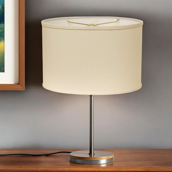 HomeRoots Ivory Oval Lamp Shade - Mid-Century Elegance in No-Slub Fabric for Cozy, Stylish Lighting Decor 470212