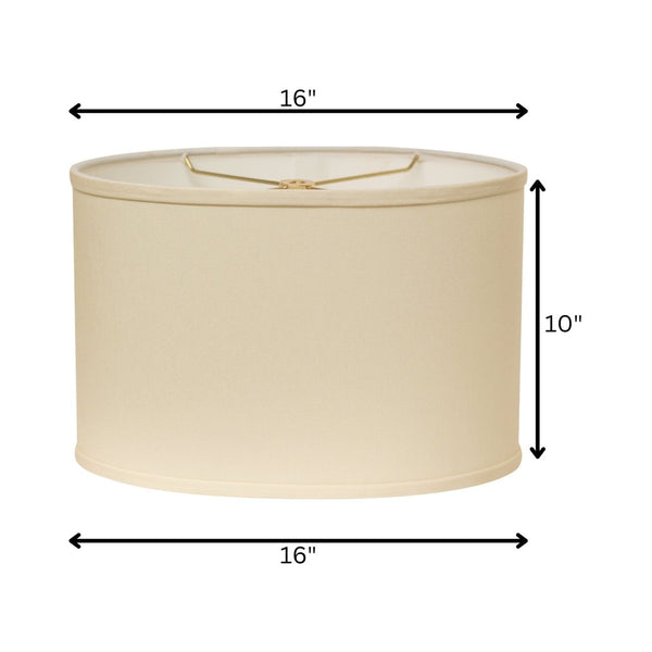 HomeRoots Ivory Oval Lamp Shade - Mid-Century Elegance in No-Slub Fabric for Cozy, Stylish Lighting Decor 470212