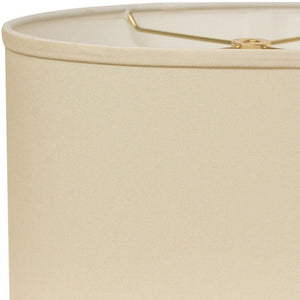 HomeRoots Ivory Oval Lamp Shade - Mid-Century Elegance in No-Slub Fabric for Cozy, Stylish Lighting Decor 470212