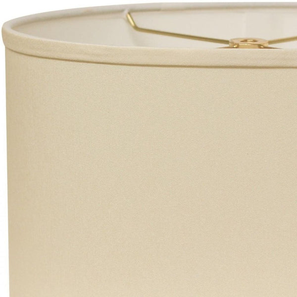 HomeRoots Ivory Oval Lamp Shade - Mid-Century Elegance in No-Slub Fabric for Cozy, Stylish Lighting Decor 470212