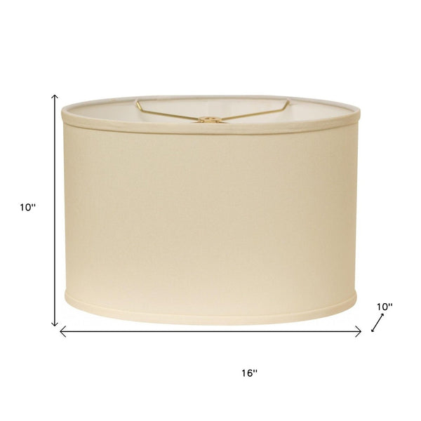 HomeRoots Ivory Oval Lamp Shade - Mid-Century Elegance in No-Slub Fabric for Cozy, Stylish Lighting Decor 470212