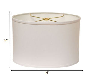 Homeroots 16" White Throwback Oval No Slub Lampshade White No Slub Innsbruck 470213