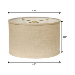 HomeRoots 16" Light Wheat Oval Linen Lampshade - Mid-Century Modern Design for Timeless Elegance and Style 470214