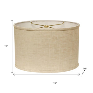 HomeRoots 16" Light Wheat Oval Linen Lampshade - Mid-Century Modern Design for Timeless Elegance and Style 470214