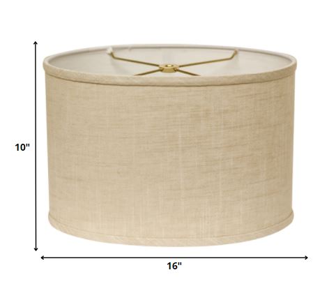 Homeroots 16" Light Wheat Throwback Oval Linen Lampshade  Linen 470214