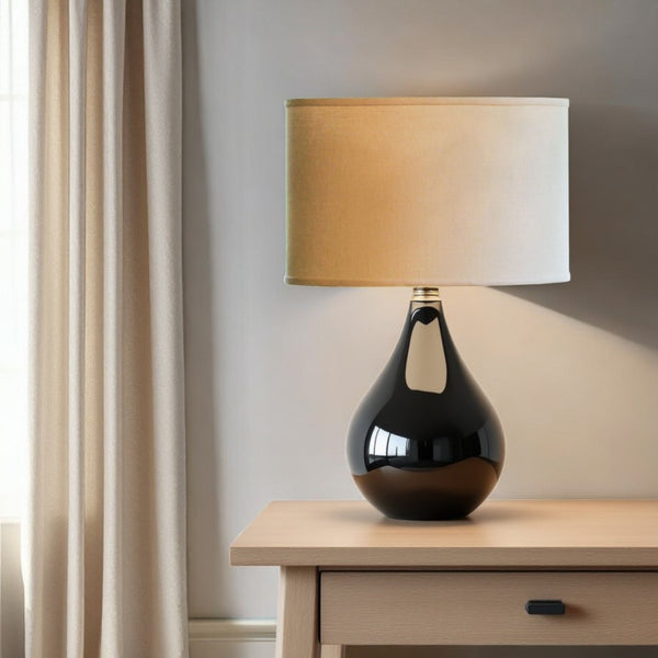 HomeRoots Beige Linen Oval Lamp Shade – Mid-Century Modern Design for Cozy, Stylish Ambiance in Any Room Beige 470215