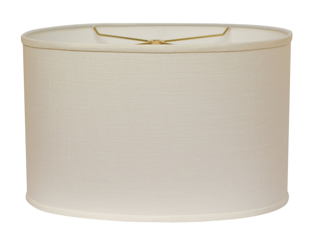Homeroots 16" White Throwback Oval Linen Lampshade  Linen 470217