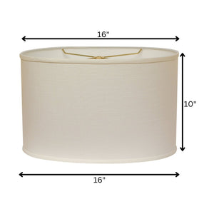 HomeRoots White Linen Oval Lamp Shade - Mid-Century Elegance for Soft Ambient Lighting in Any Room Decor 470217