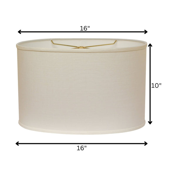 HomeRoots White Linen Oval Lamp Shade - Mid-Century Elegance for Soft Ambient Lighting in Any Room Decor 470217