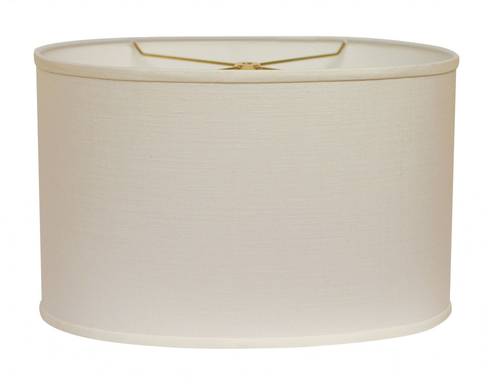 Homeroots 16" White Throwback Oval Linen Lampshade  Linen 470217