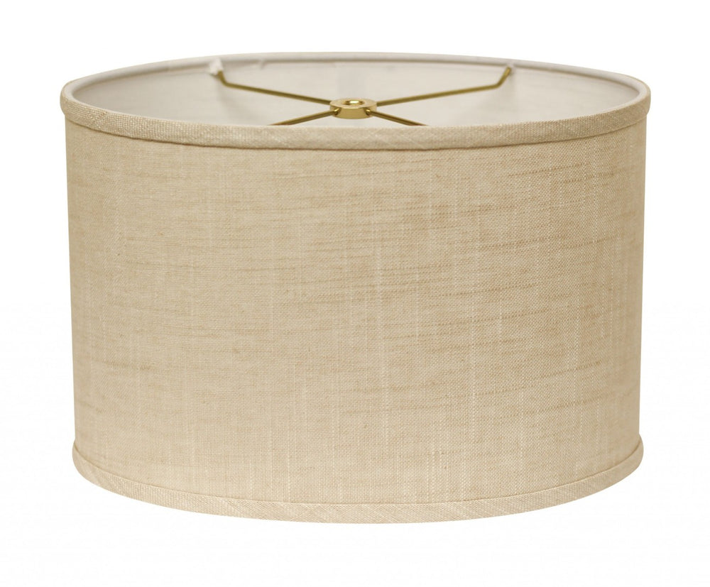HomeRoots Light Yellow Linen Oval Lamp Shade - Mid-Century Charm for Cozy Spaces, Easy Installation & Style Upgrade 470220