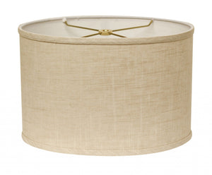 HomeRoots Light Yellow Linen Oval Lamp Shade - Mid-Century Charm for Cozy Spaces, Easy Installation & Style Upgrade 470220