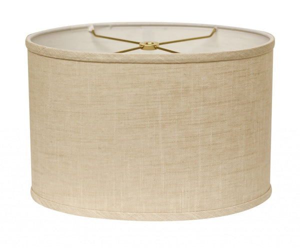 HomeRoots Light Yellow Linen Oval Lamp Shade - Mid-Century Charm for Cozy Spaces, Easy Installation & Style Upgrade 470220
