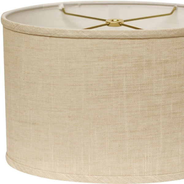 HomeRoots Light Yellow Linen Oval Lamp Shade - Mid-Century Charm for Cozy Spaces, Easy Installation & Style Upgrade 470220