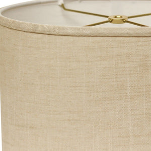 HomeRoots Light Yellow Linen Oval Lamp Shade - Mid-Century Charm for Cozy Spaces, Easy Installation & Style Upgrade 470220