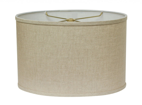 HomeRoots Beige Linen Oval Lamp Shade - Mid-Century Elegance for Ambient Lighting in Any Room Décor Heather 470222