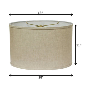 HomeRoots Beige Linen Oval Lamp Shade - Mid-Century Elegance for Ambient Lighting in Any Room Décor Heather 470222